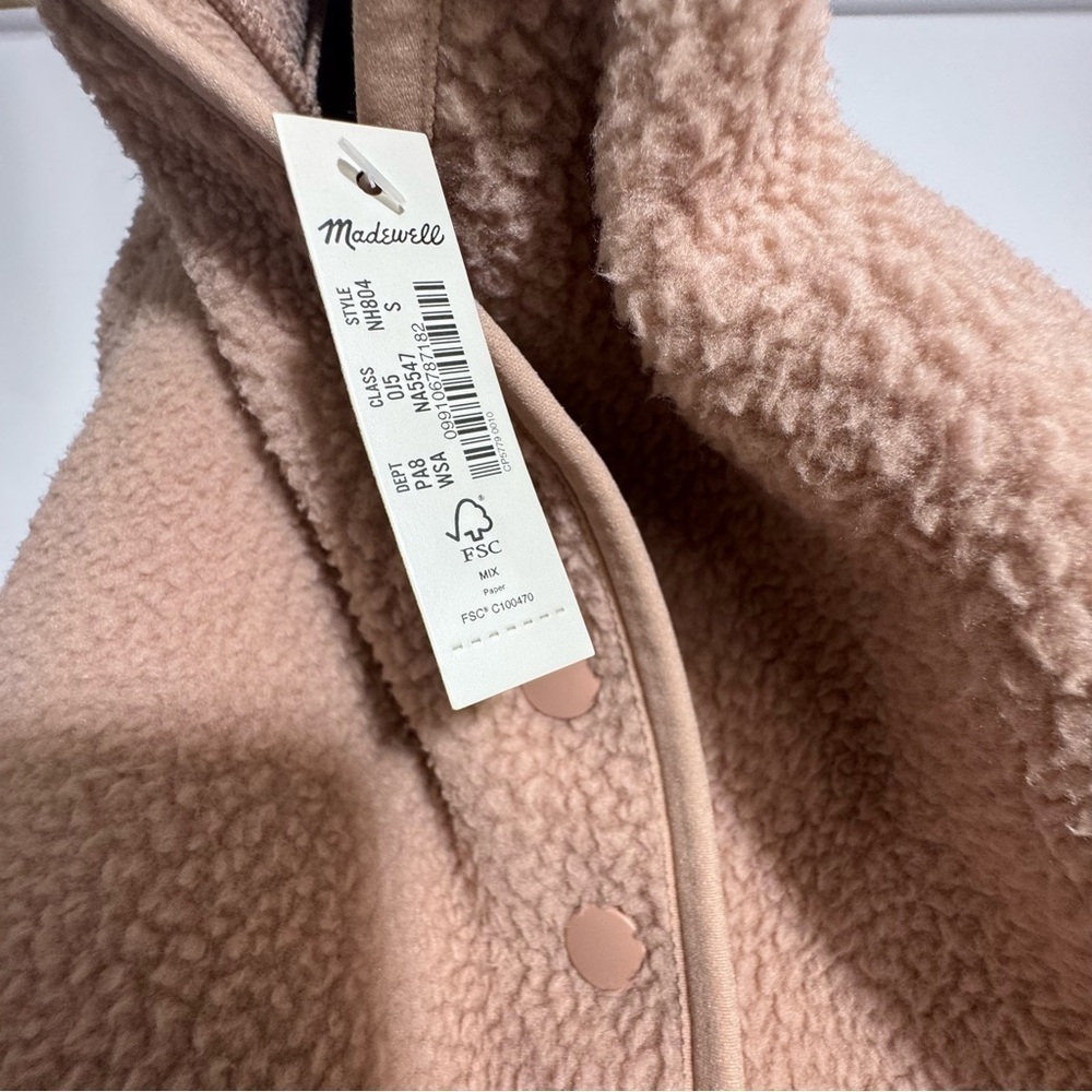 Madewell β’ Roseann (Re)sourced Sherpa Popover Oversized Fleece Pale Pink S NWT - Picture 8 of 8
